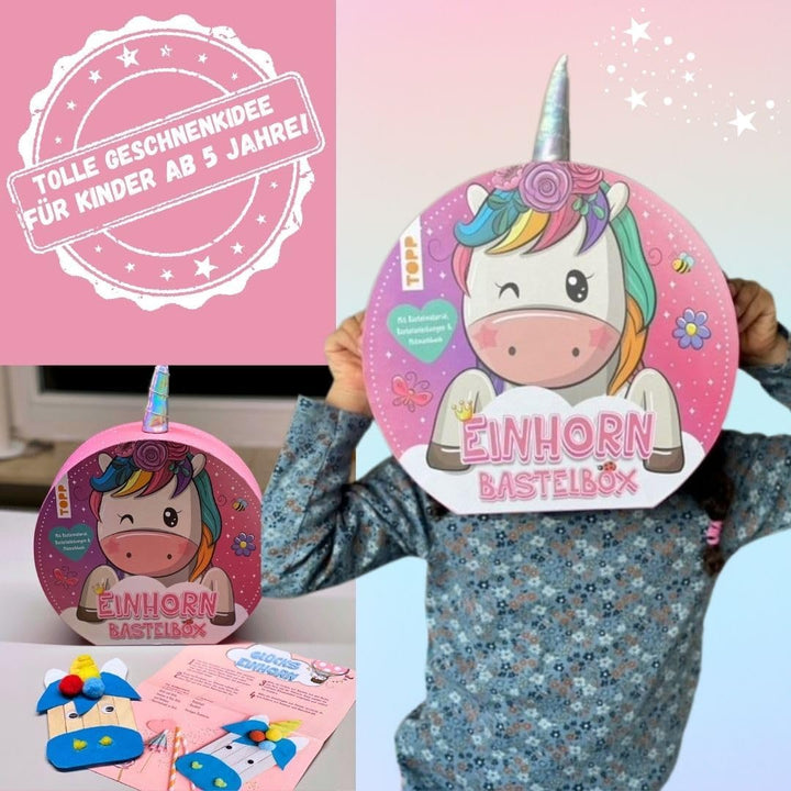 Einhorn-Bastelbox. Mit Anleitungen, Bastelmaterial und Mitmachbuch: 8 Anleitungen, buntes Bastelmate
