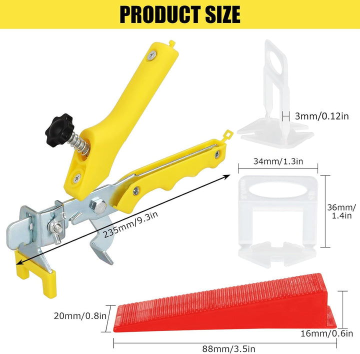 SENENQU 601 Stück Fliesen Nivelliersystem 3mm Fliesenkeile, 1 stk Fliesenverlegehilfe / 500 stk Zugl