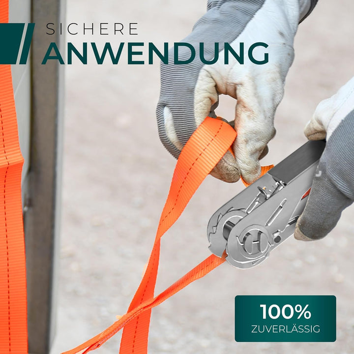 CargoVA® Robuste 800kg Spanngurte [4er Set] - TÜV/GS Zertifiziert &amp; DIN - Vielseitig Einsetzbar - 25