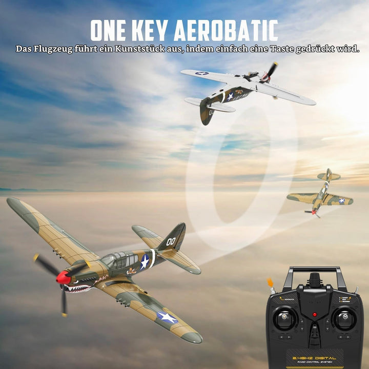 volantexrc 2,4 GHz 4-Kanal RC-Flugzeug RTF mit 2 Akkus, RC Plane 4CH Modellflugzeug für Einsteiger u