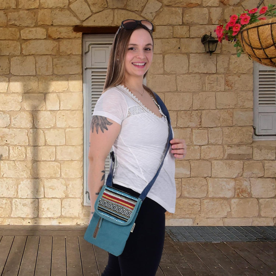 Sunsa Damen Umhängetasche. Nachhaltige Crossover Tasche. Vegane Kleine Messenger Bag mit mehreren Fä
