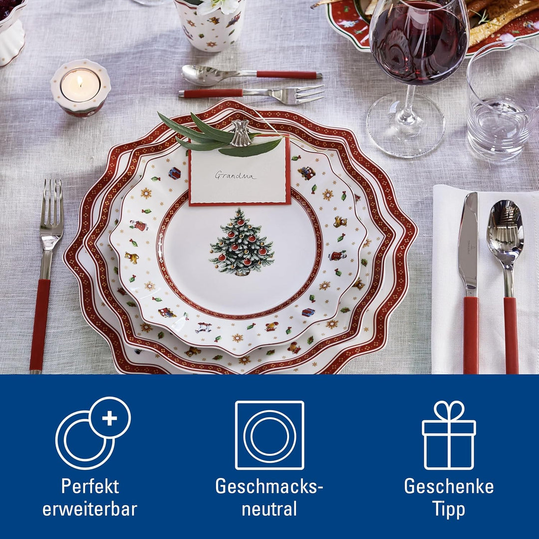 Villeroy & Boch Toy's Delight Platzteller, 35 cm, Premium Porzellan, Weiss/Rot Weiss / Bunt Platztel