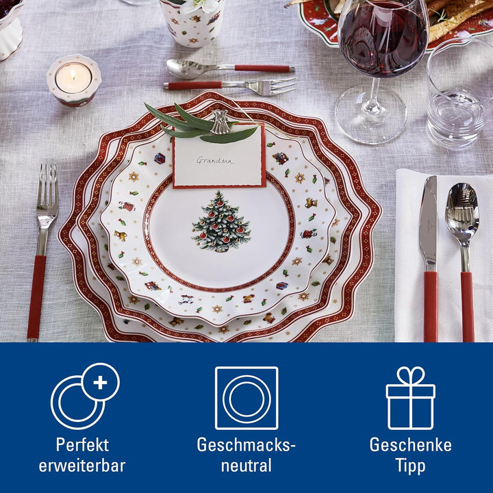 Villeroy & Boch Toy's Delight Platzteller, 35 cm, Premium Porzellan, Weiss/Rot Weiss / Bunt Platztel
