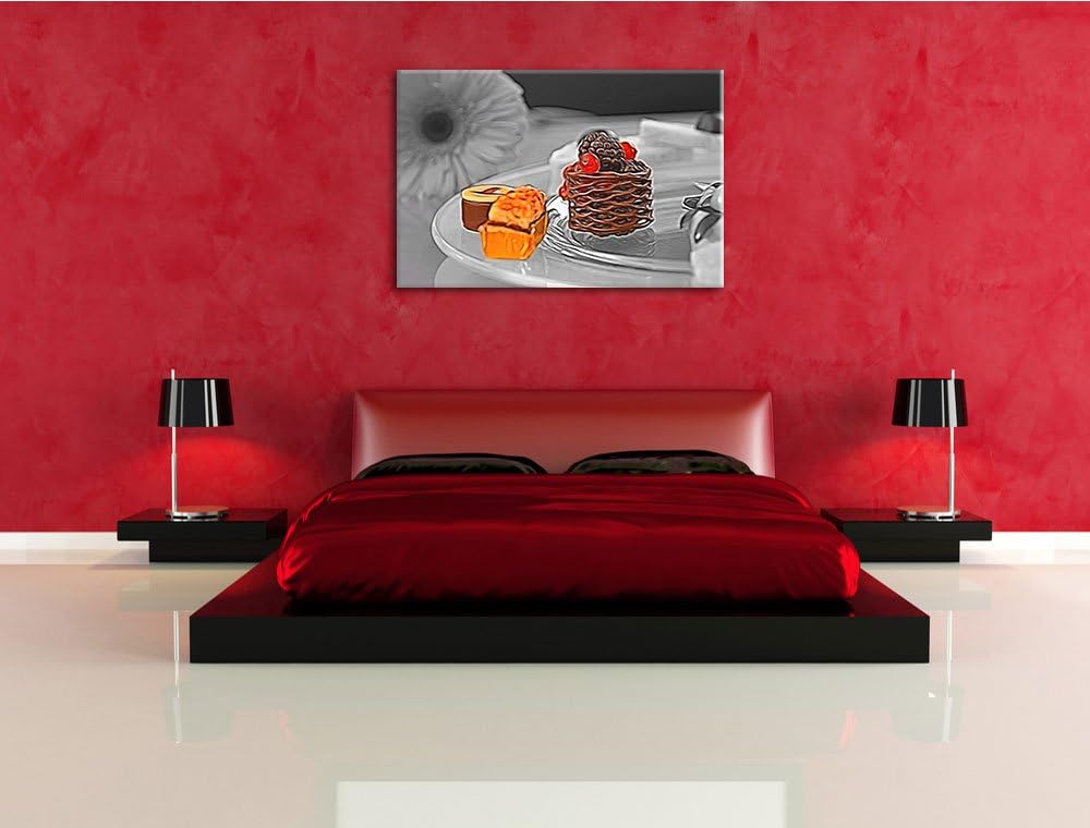 appetitliche süsse Desserts schwarz/weiss Deluxe Format: 100x70 cm auf Leinwand, XXL riesige Bilder