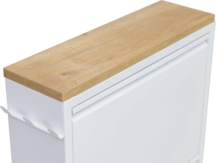 furni24 Schuhschrank Schmal – Platzsparender Metall-Schuhschrank mit Magnetklappen, Platz für 4-6 Pa