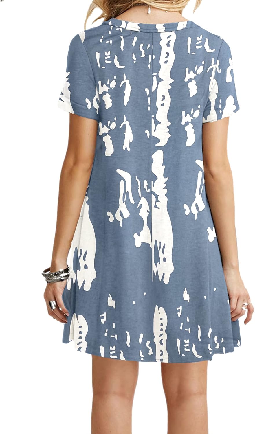MOLERANI Damen Sommerkleider Casual T-Shirt Kurzarm Strandkleid Loose Swing Damenkleid Tie-dye S, Ti