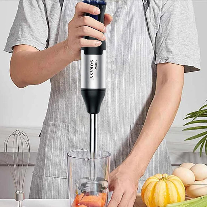 SOKANY Stabmixer Edelstahl 1000 watt, 5 Geschwindigkeit Pürierstab [4in1: Pürierstab/Zerkleinerer, M