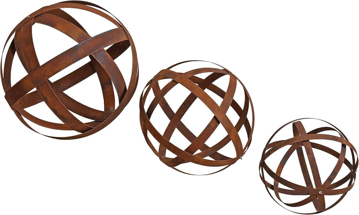 ESTEXO Edelrost Dekokugel Rostkugel Gartenkugel Kugel Metallband Bandeisen Gartendeko Rost Metall (3
