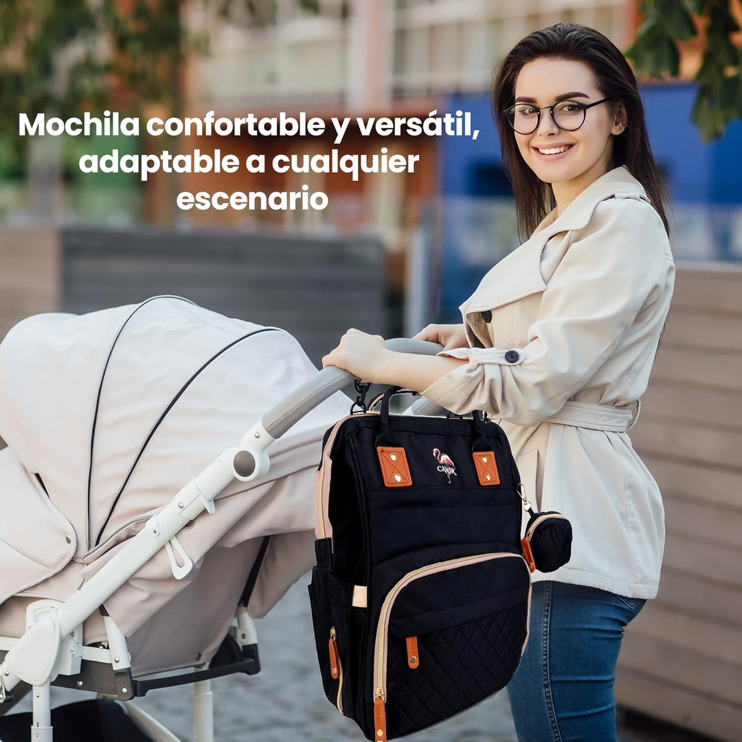 CAMIR Wickelrucksack, Rucksack für Kinderwagen, Wickeltasche, Mutterschaft, tragbar mit Haken für Ki