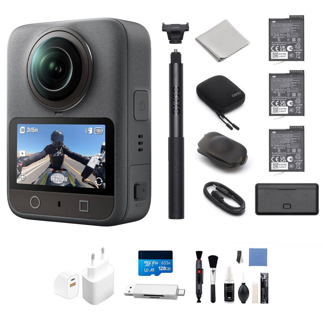 DJI Osmo 360 Adventure Combo mit Zubehör, 360 Kamera 1-Zoll-Sensor für 360° Aufnahmen, Action-Cam mi