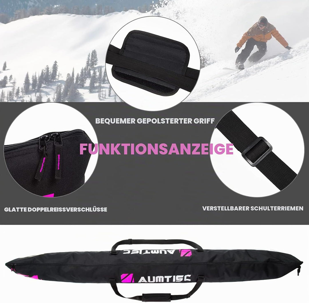 AUMTISC Skitasche Set Skisack &amp;Skischuhtasche Längenverstellbare Bis 200 cm für 1 Paar Ski &amp; Skischu