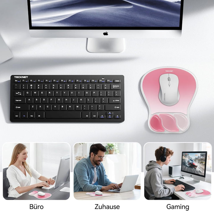 TECKNET Mauspad mit Gelkissen Foam Mousepad Ergonomisches Wasserdicht Komfort Mausmatte mit Handgele