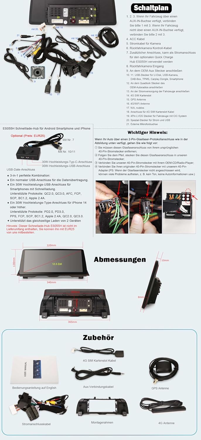 GONFEN 12,3" 8-Kern Android 12 DAB+ Autoradio 8GB+128GB Für BMW 5er F10/F11 (2010-2012) CIC GPS Navi