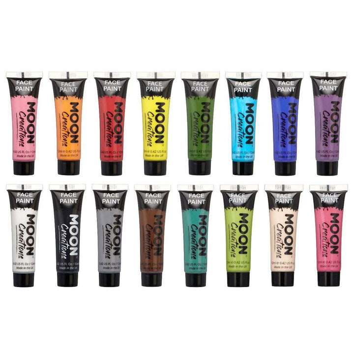 Moon Creations Gesichts- und Körperfarbentuben, gebrauchsfertige Gesichtsfarbe, ohne Flocken, tierve
