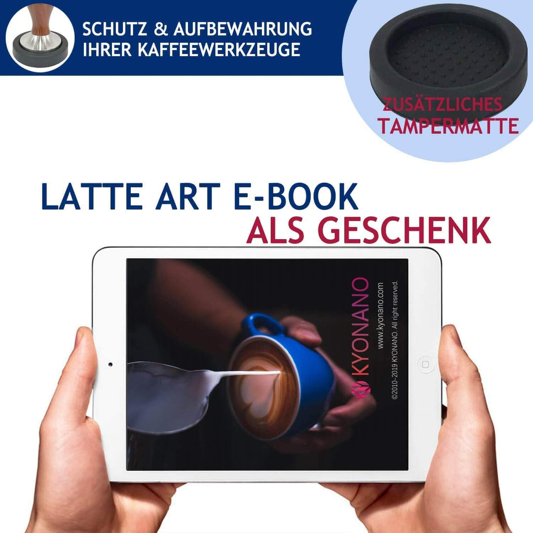 KYONANO Espresso Tamper 51 mm, Barista Set Mit Kaffee Tamper Aus Edelstahl und Echtholzgriff, Tamper