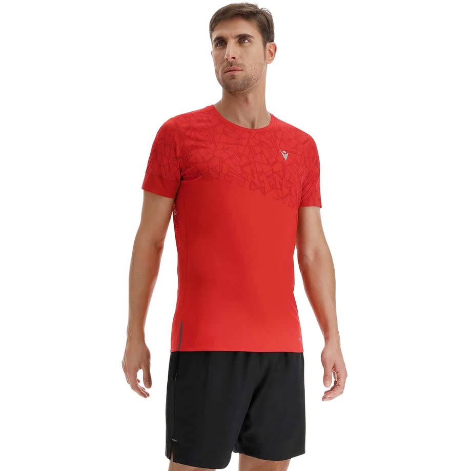 Macron Herren Run Prime Scc Billy T-Shirt Print Tomred/Dtomred Ss Man Laufshirt XXL Rot, XXL Rot