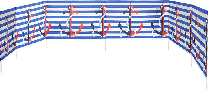 Ladeheid Windschutz Strand Sichtschutz mit Holzstab praktisches Strand Zubehör LAEX001 6 m Streifen/