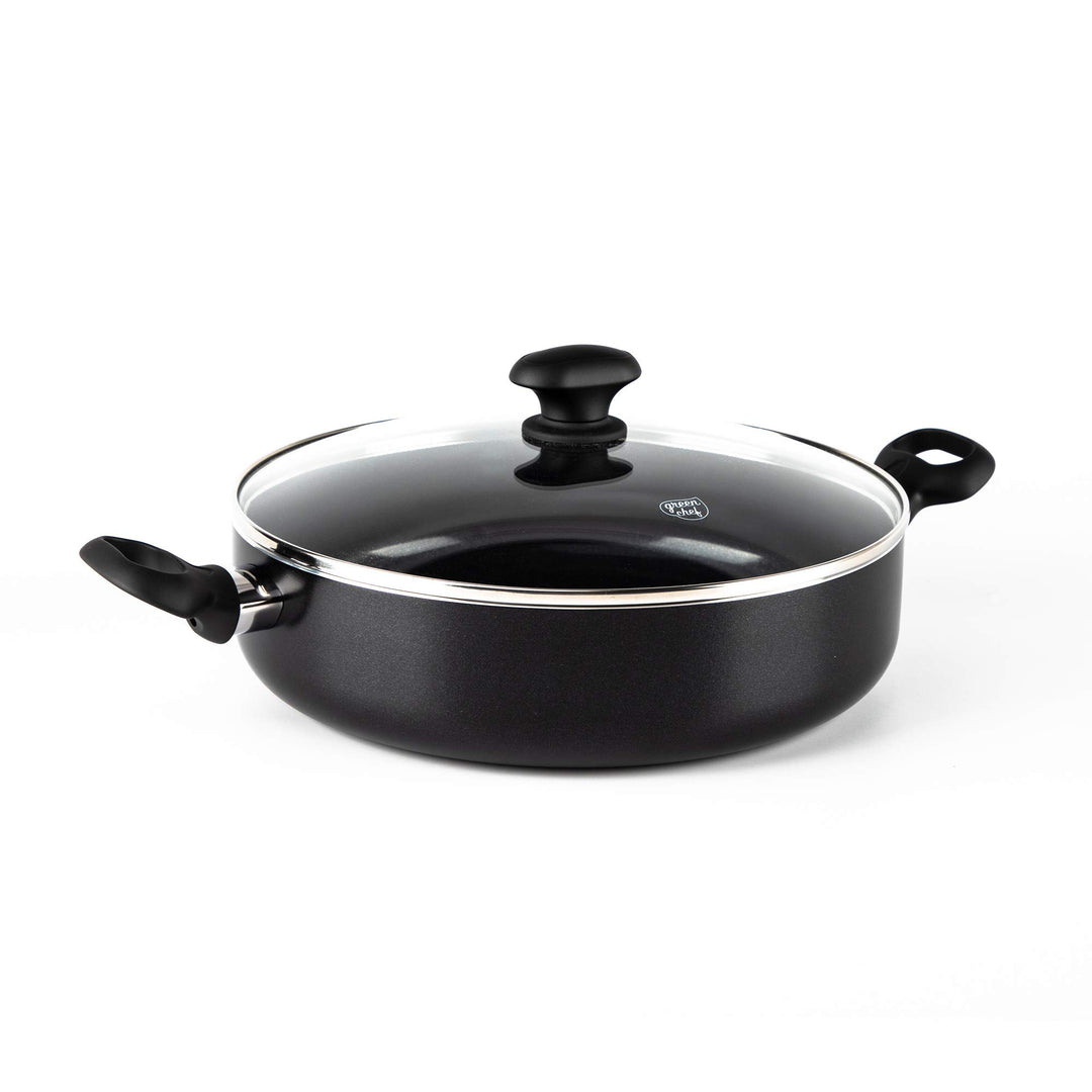 GreenChef Diamond Healthy Ceramic Non-Stick 28 cm/ 4.3 Litre Sauté Pan with Lid and 2 Side Handles,