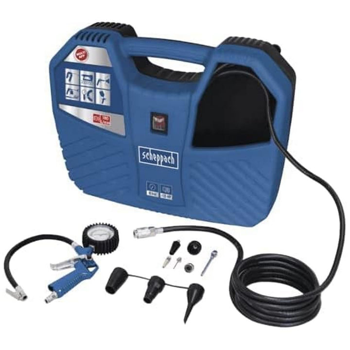Scheppach Druckluft Kompressor AirForce 2 inkl. Zubehör | 1100W Leistung | 8 bar Druck | 230 V | mit