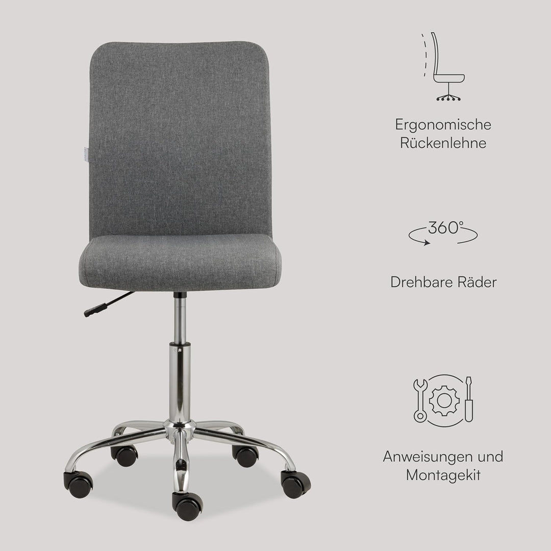 Baroni Home Bürostuhl aus Stoff, gepolsterter Bürostuhl 360° drehbar, Verstellbarer Höhe und ohne Ar