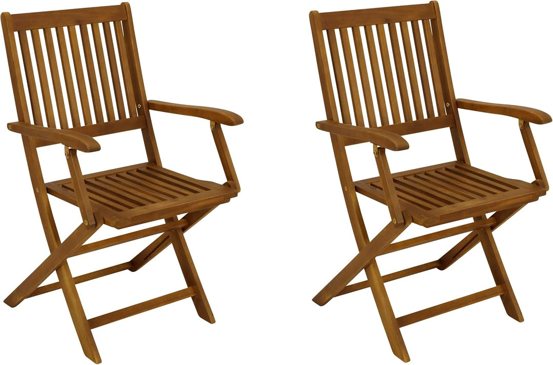 DEGAMO Gartenstuhl Klappstuhl Benita mit Armlehnen, Holz Akazie braun geölt, FSC®-Zertifiziert, Outd