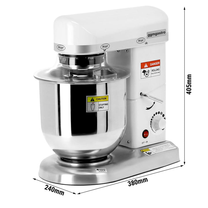 GGM Gastro Planetenrührwerk - Rührmaschine - 7 Liter - 500 W - 240 V - Geeignet für Teig, Creme, Eie