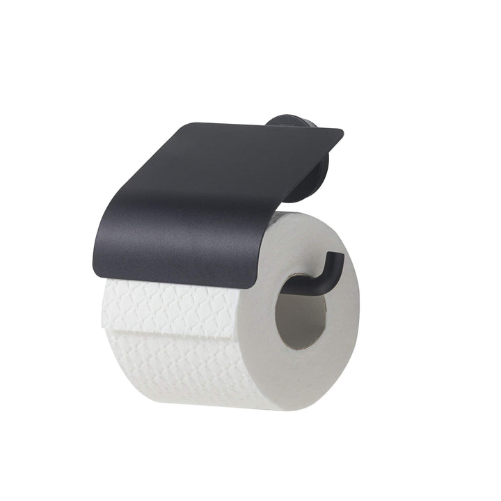 Tiger Urban Toilettenpapierhalter mit Deckel, schwenkbar, Farbe: Schwarz, mit austauschbaren Dekor-R