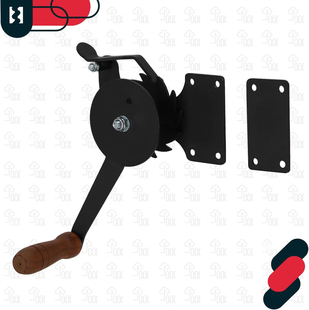KOTARBAU® Seilzug mit Kurbel für Grill Schwarz Perfekt für Grillreffen mit Bratwürstchen