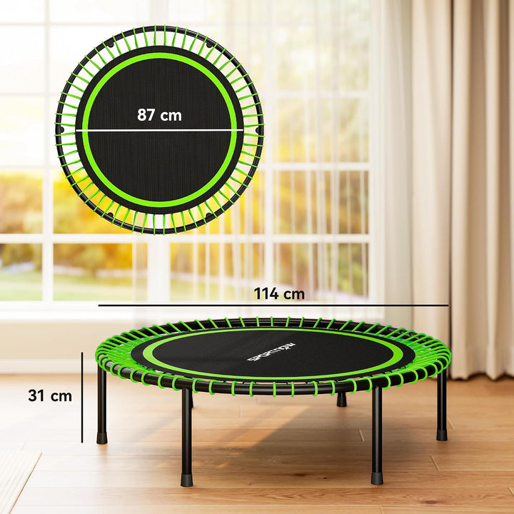 SPORTNOW Elastisches Trampolin Ø114 cm, 200 kg, 36 Federn, Grün