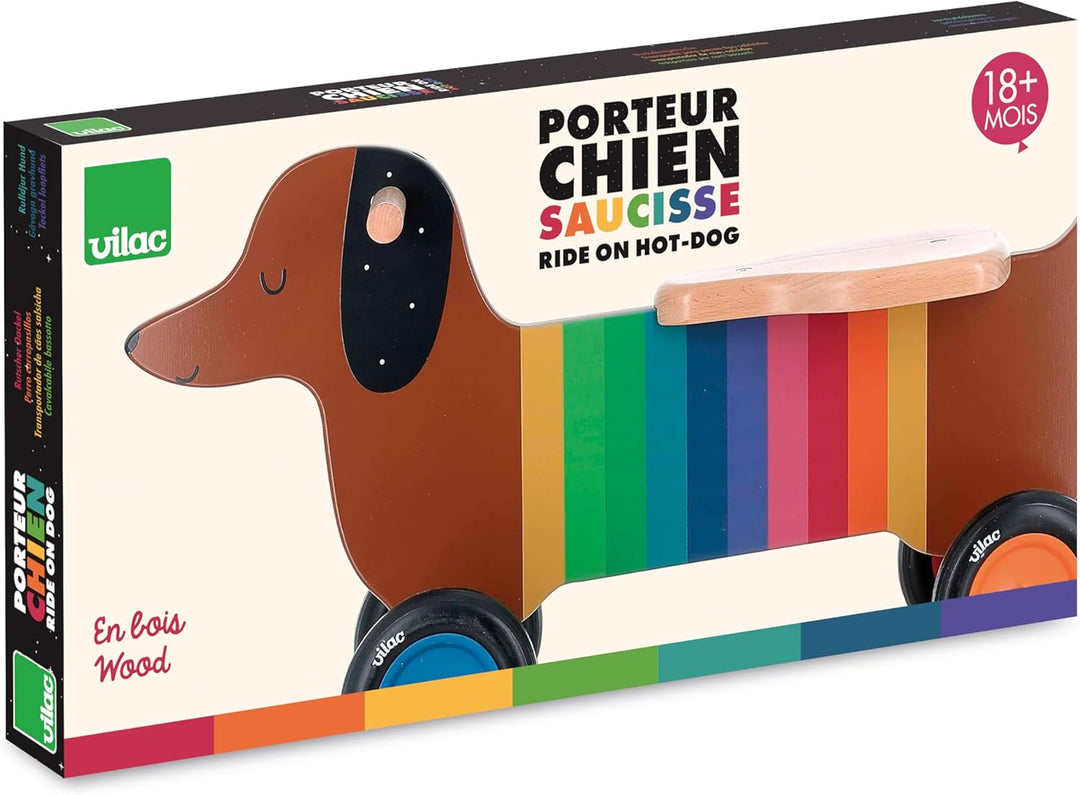 VILAC - Rutschauto für Hunde – Andy Westface – Träger und Behälter – 1 Rutschauto aus Holz für Hunde