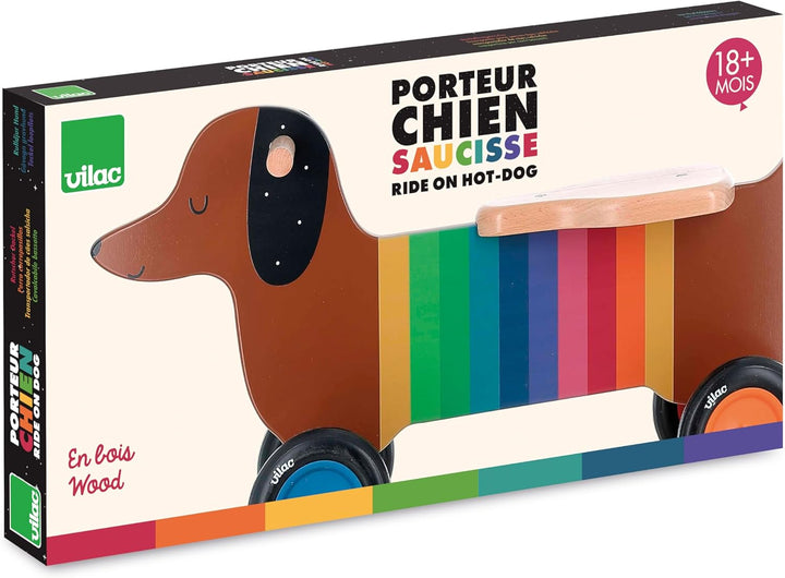 VILAC - Rutschauto für Hunde – Andy Westface – Träger und Behälter – 1 Rutschauto aus Holz für Hunde