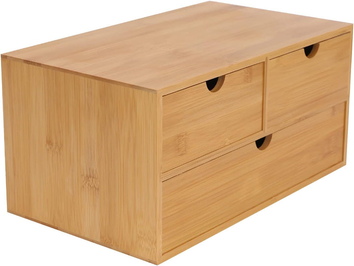 Bambus Schreibtisch Organizer mit Schubladen Schubladenbox Bambus Mini Kommode, Aufbewahrungsbox mit