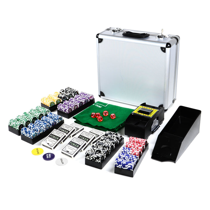 Pokerkoffer Deluxe Pokerset mit 600 Ocean Champion Chips mit Metallkern á 12 g viel Zubehör Kartenmi