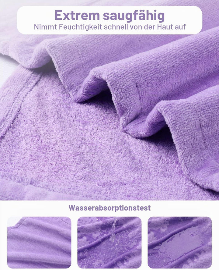 WYTbaby Bademantel Kinder Teenager Mädchen Jungen 100% Baumwolle Kapuze Nachtwäsche Strandtücher Mor