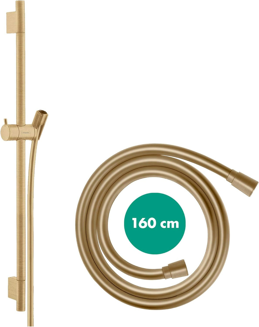 hansgrohe Duschstange Unica' S Puro 0,65m mit Brauseschlauch 1,60m, Polished Gold Optic Polished Gol