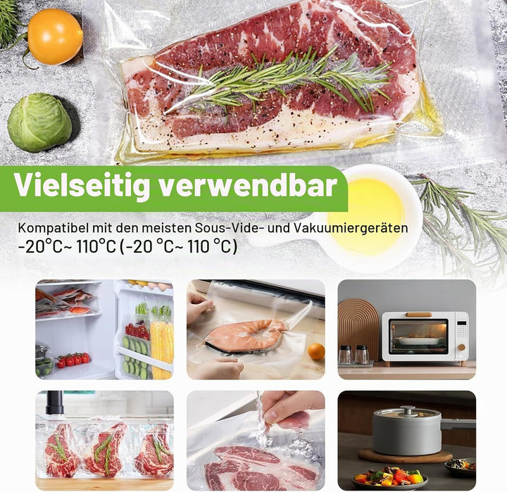 Omtofo Vakuumier Folienrollen, 5 Rollen 15x300cm + 5 Rollen 20x300cm Reissfest, BPA-frei, Vakuumbeut