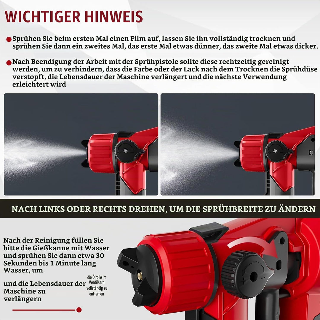 Akku Farbsprühsystem kompatibel mit Milwaukee M18 18V Akku, Akku Farbspritzgerät mit 1000ml Farbbehä