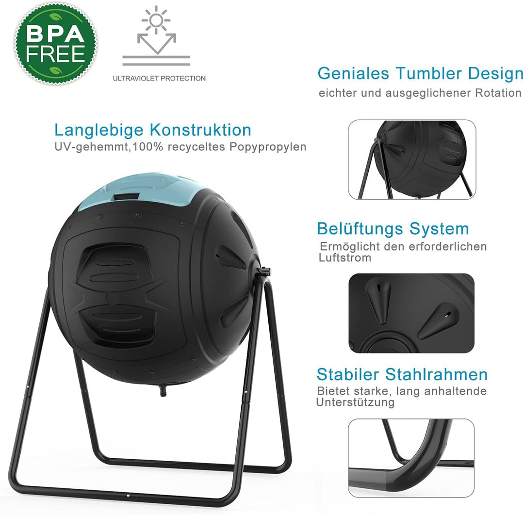 SQUEEZE master Multifunktionaler 130 Liter Tumbling Komposter für den Gartenabfall und Küchenabfälle
