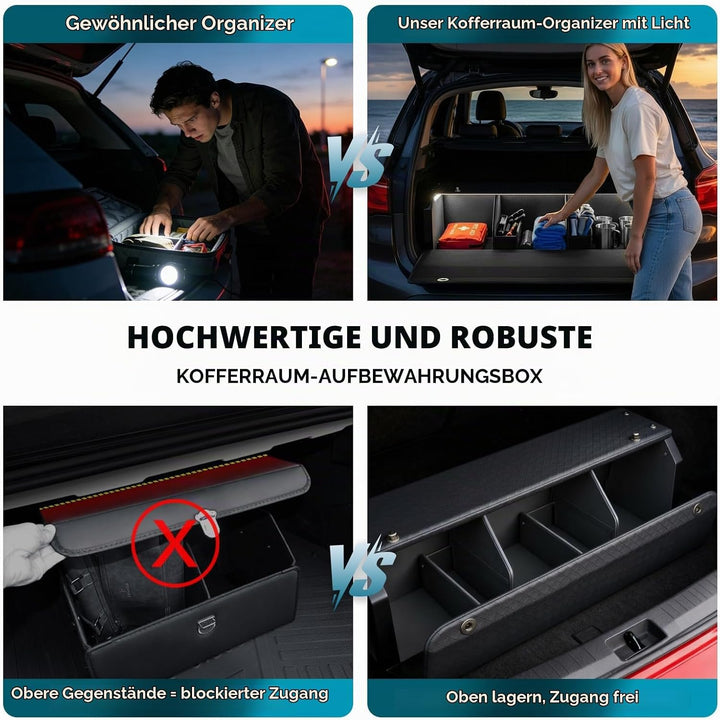 Aufbewahrungsbox mit LED-Beleuchtung,Schiebe Kofferraum-Organizer 101*29*31cm, 101*29*31cm