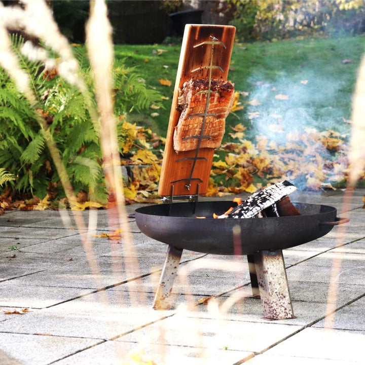 Bargen Flammlachsbrett - Flammlachsbretter mit Edelstahl-Halterung - Premium Grillzubehör für Feuers