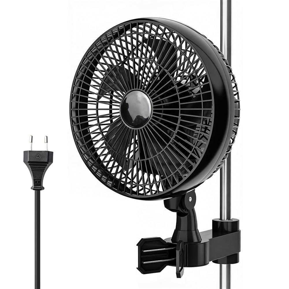 Grow Ventilator Oszillierend 25W, Clip Ventilator Oszillierend, 3 Geschwindigkeitsstufen, 22 cm Durc