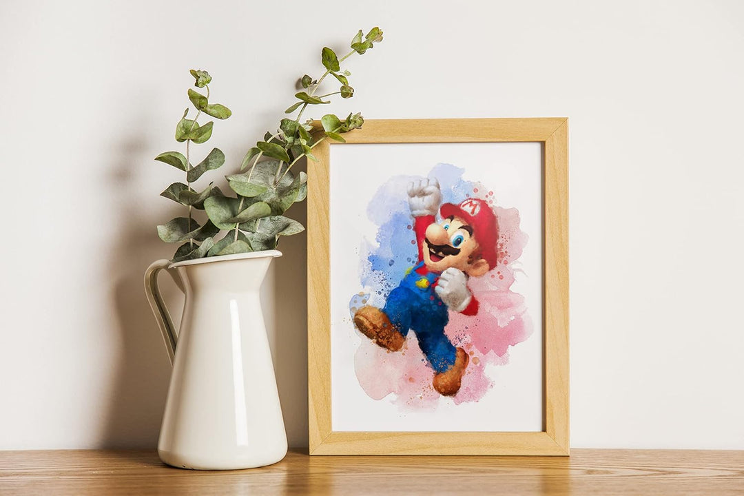 Super Mario Game Aquarell-Poster – Set mit 6 (20,3 x 25,4 cm) – Super Mario Wandkunst Spielzimmer-De