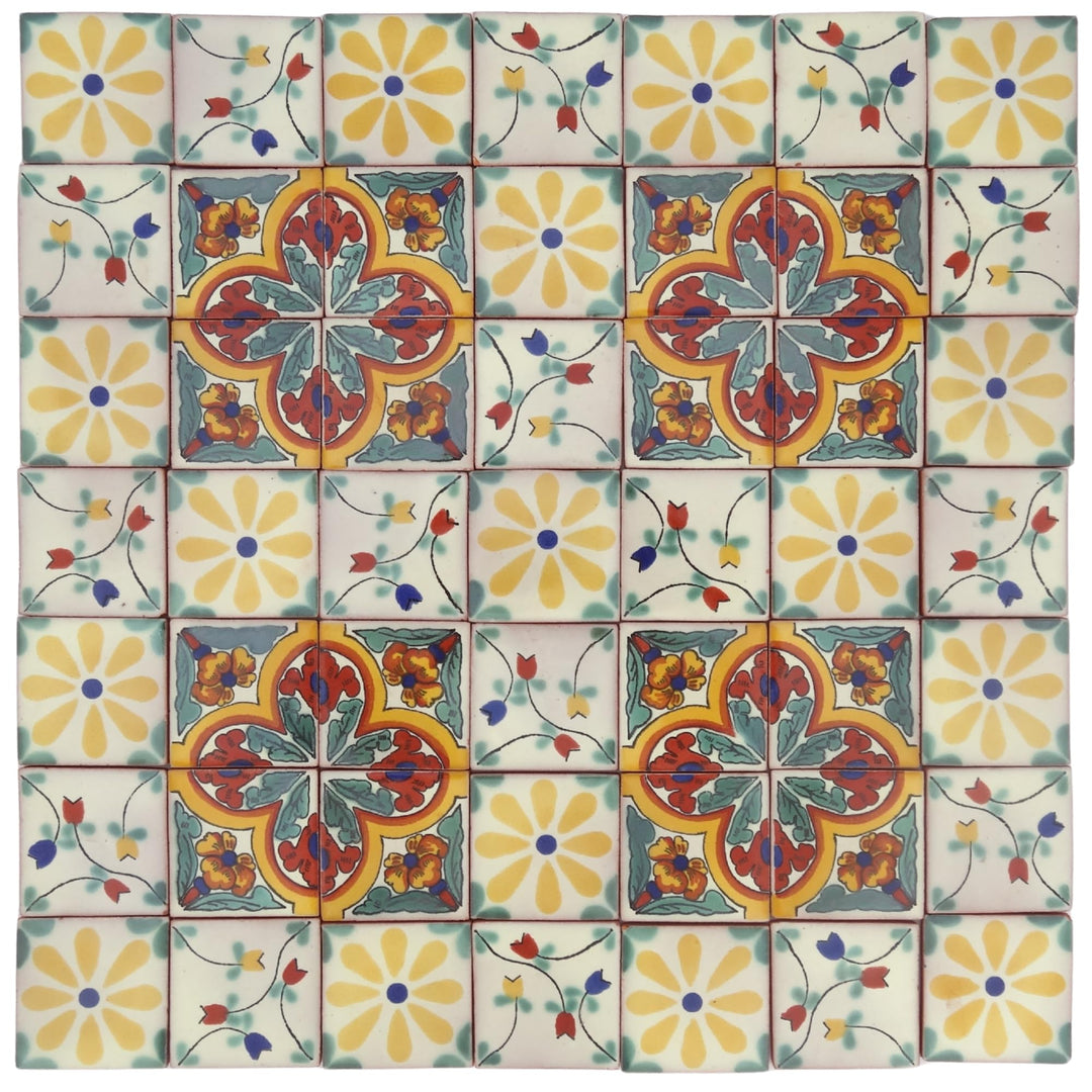 Eine Packung von 50 mexikanischen handgemachten Talavera, 5 cm Fliesen