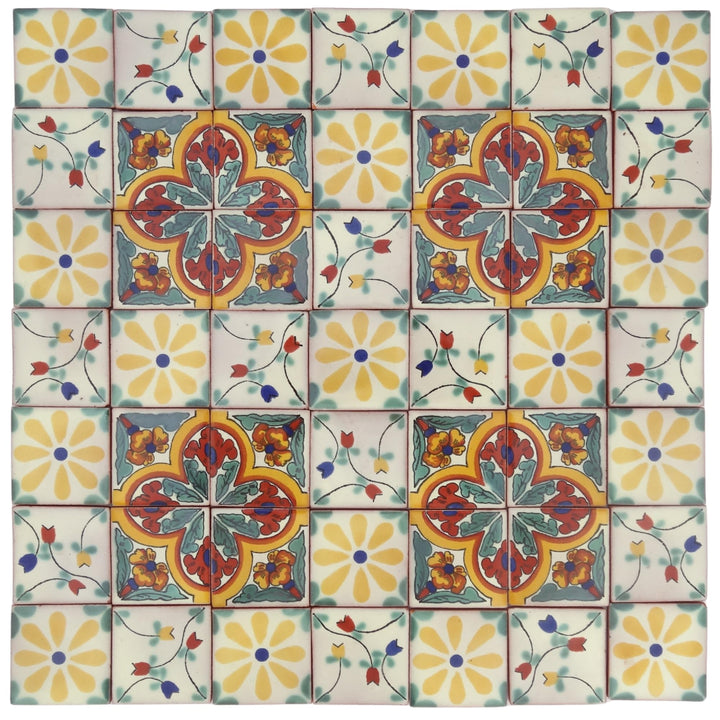 Eine Packung von 50 mexikanischen handgemachten Talavera, 5 cm Fliesen