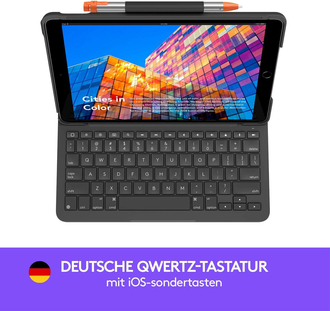 Logitech SLIM FOLIO iPad Air (3. Generation) Tastatur-Case mit integrierter kabelloser Tastatur (Mod