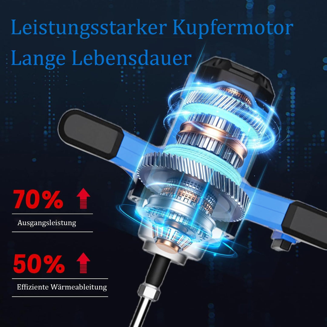 AZZUNO Zementmischer Elektrische Betonmischer 110 V Handmischer mit 6 einstellbaren Rührwer, tragbar