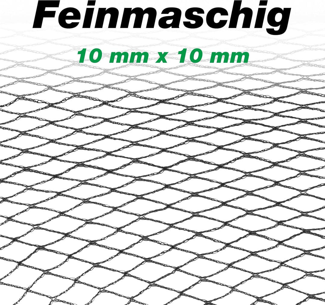 Abdecknetz (2x3m) schwarz mit Erdspiessen | feinmaschig (10x10mm) mit stabilem Rand | Teichabdeckung