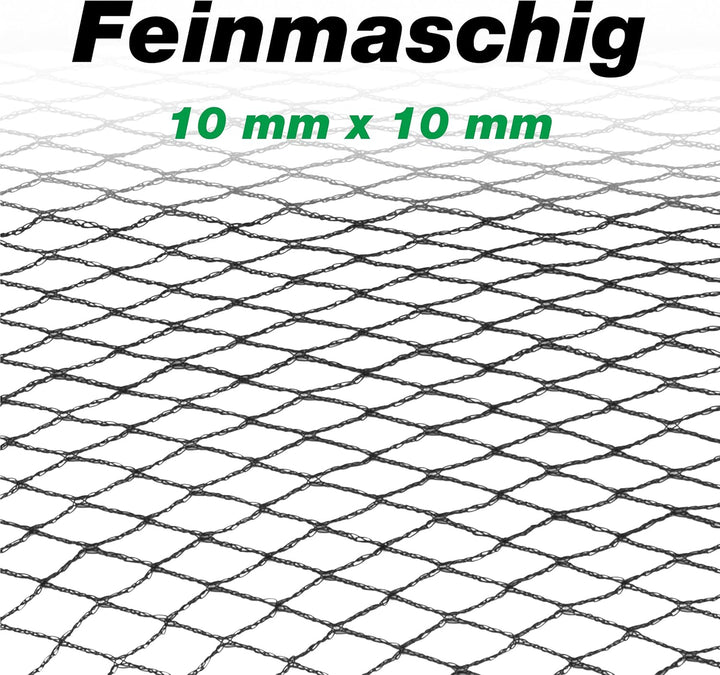 Abdecknetz (2x3m) schwarz mit Erdspiessen | feinmaschig (10x10mm) mit stabilem Rand | Teichabdeckung