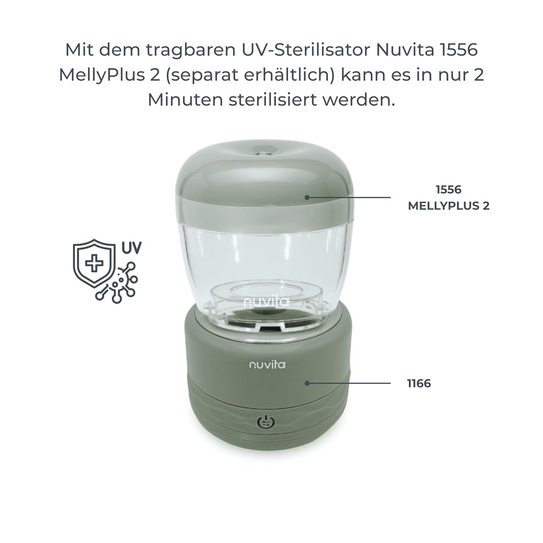 Nuvita 1166 Warm70 Kabelloser Flaschenwärmer 70°C – USB-Aufladbar, Universell Kompatibel mit 6 Adapt