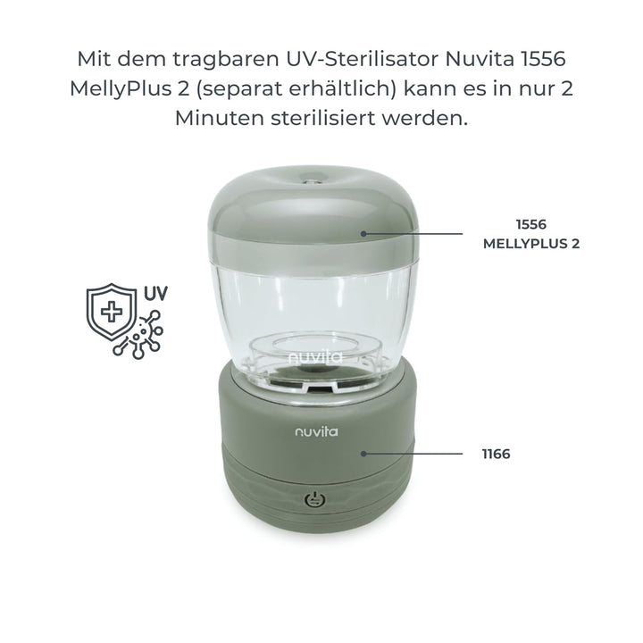Nuvita 1166 Warm70 Kabelloser Flaschenwärmer 70°C – USB-Aufladbar, Universell Kompatibel mit 6 Adapt